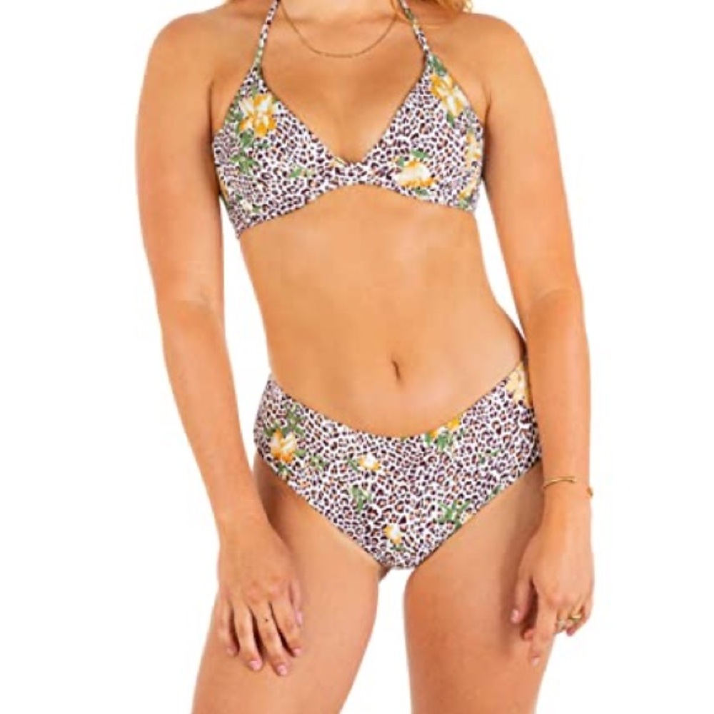 XS Hurley Jungle Cat Underwire Bikini Top Leopard Floral Print